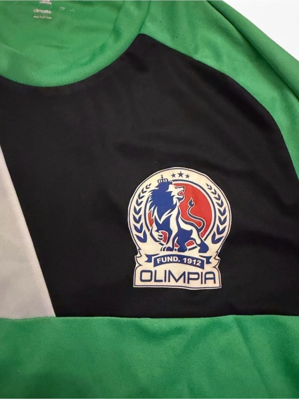 Adidas Green Long-Sleeve Soccer Jersey with Black & Cream Panels